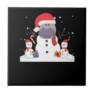 Lustiger Weihnachtsmann Nilpferd Weihnachtsmann Ge Fliese