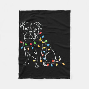 Lustiger Weihnachtsmann Pitbull Weihnachtsbeleucht Fleecedecke