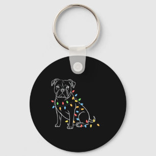 Lustiger Weihnachtsmann Pitbull Weihnachtsbeleucht Schlüsselanhänger