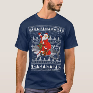 Lustiger Weihnachtsmann reitet auf einem Weißen Ha T-Shirt