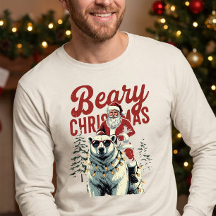 Lustiger Weihnachtsmann reitet auf Eisbär   Beary  Tri-Blend Shirt