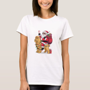 Lustiger Weihnachtsmann reitet auf Goldendoodle-Hu T-Shirt