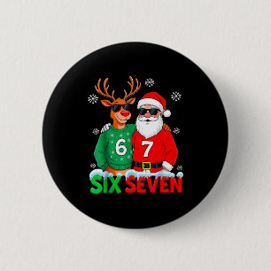 Lustiger Weihnachtsmann-Rentier 6 7 Weihnachts-Mem Button