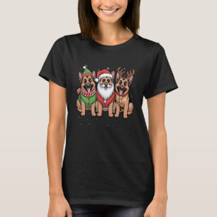 Lustiger Weihnachtsmann Rentier Deutscher Schäferh T-Shirt