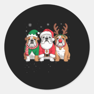 Lustiger Weihnachtsmann Rentier English Bulldog Hu Runder Aufkleber