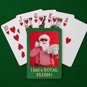 Lustiger Weihnachtsmann Royal Flush Foto-Geschenk  Spielkarten