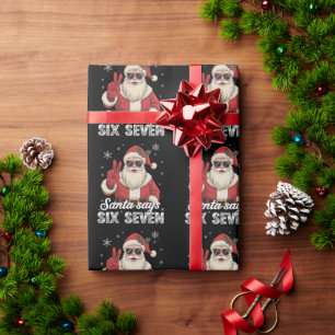 Lustiger Weihnachtsmann sagt sechs sieben Weihnach Geschenkpapier
