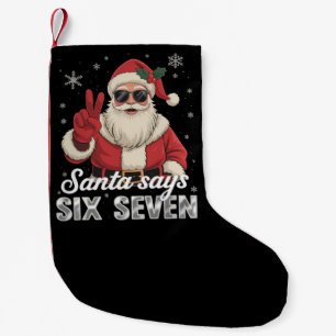 Lustiger Weihnachtsmann sagt sechs sieben Weihnach Kleiner Weihnachtsstrumpf