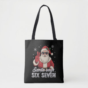 Lustiger Weihnachtsmann sagt sechs sieben Weihnach Tasche