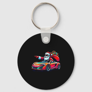 Lustiger Weihnachtsmann Santa Claus fährt Srt Auto Schlüsselanhänger