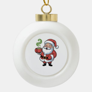 Lustiger Weihnachtsmann Santa mit einem Matcha-Get Keramik Kugel-Ornament
