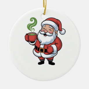 Lustiger Weihnachtsmann Santa mit einem Matcha-Get Keramik Ornament