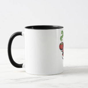 Lustiger Weihnachtsmann Santa mit einem Matcha-Get Tasse