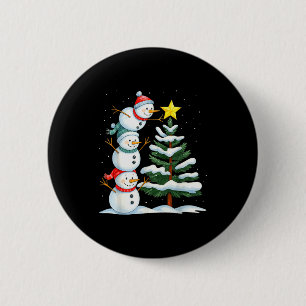 Lustiger Weihnachtsmann-Schneemann-Baumschmuck Fam Button