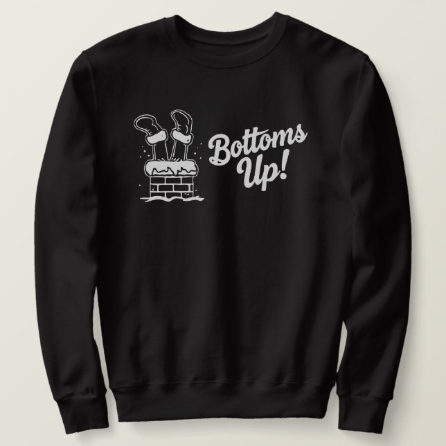 Lustiger Weihnachtsmann-Schornstein "Prost" Sweatshirt (Design vorne)