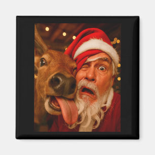 Lustiger Weihnachtsmann Selfie Rentier Männer Frau Magnet