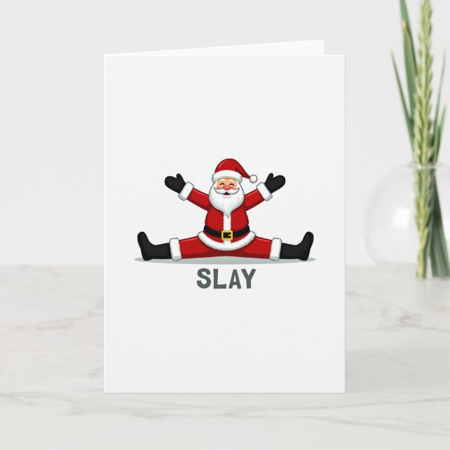 Lustiger Weihnachtsmann Slay Weihnachtskarte Inter Karte (Vorderseite)