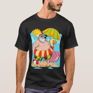 Lustiger Weihnachtsmann Sommer Hawaiianischer Trop T-Shirt