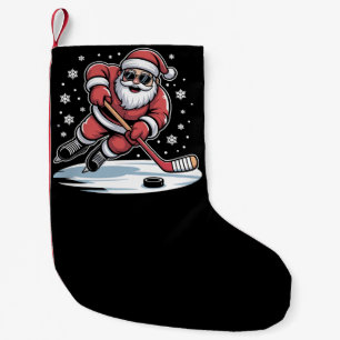 Lustiger Weihnachtsmann spielt Eishockey Xmas  Kleiner Weihnachtsstrumpf