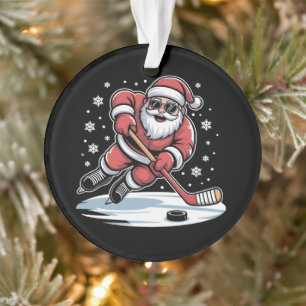 Lustiger Weihnachtsmann spielt Eishockey Xmas Ornament