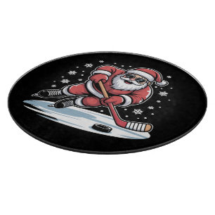 Lustiger Weihnachtsmann spielt Eishockey Xmas Schneidebrett