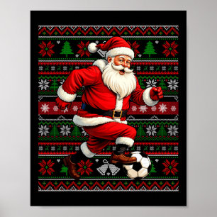 Lustiger Weihnachtsmann spielt Fußball hässlicher  Poster