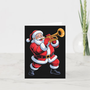 Lustiger Weihnachtsmann spielt Trompete Holiday We Karte