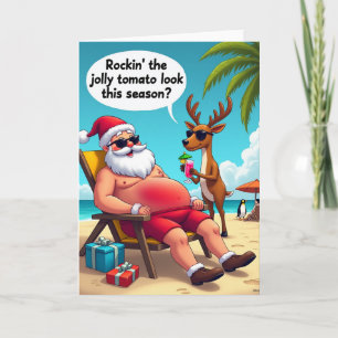 Lustiger Weihnachtsmann-Strandtag-Weihnachtskarte Karte