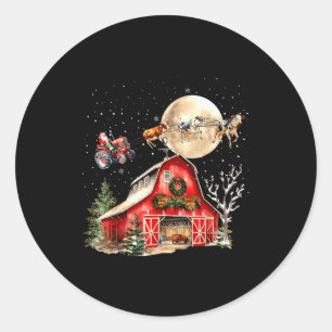 Lustiger Weihnachtsmann Traktor Kühe Bauernhof Lan Runder Aufkleber