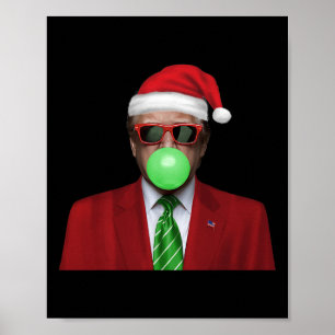 Lustiger Weihnachtsmann Trump Bubble Gum macht Wei Poster