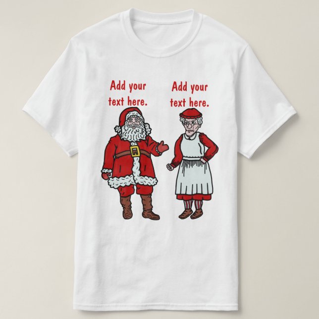 Lustiger Weihnachtsmann u. Frau Christmas T-Shirt (Design vorne)