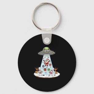 Lustiger Weihnachtsmann-Ufo-Lieferung Glückliches  Schlüsselanhänger