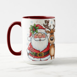 Lustiger Weihnachtsmann und Rentier Weihnachtsumar Tasse