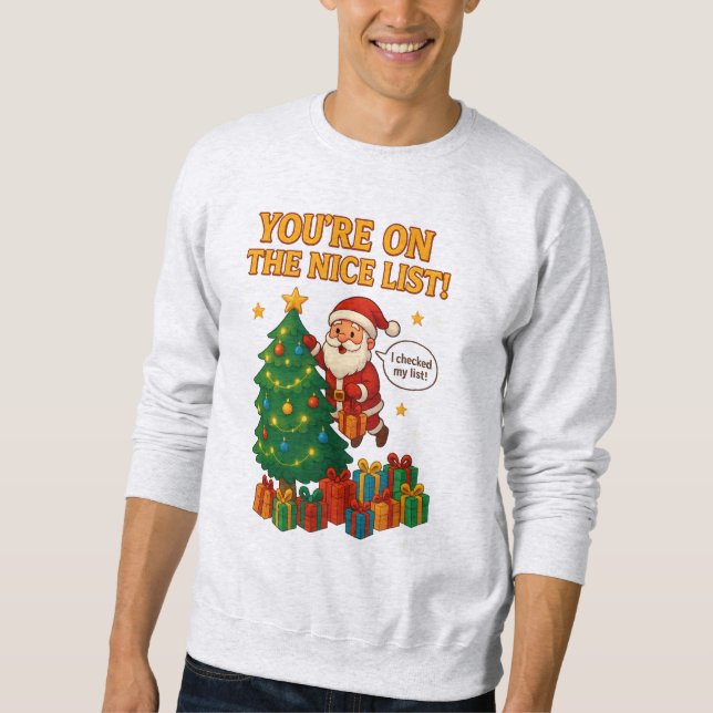 Lustiger Weihnachtsmann-Weihnachtspullover – Gesch Sweatshirt (Vorderseite)
