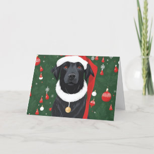 Lustiger Weihnachtsmannhut für schwarzen Hund Weih Dankeskarte