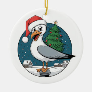 Lustiger Weihnachtsmöwe Chip - Weihnachtsmöwe Keramik Ornament
