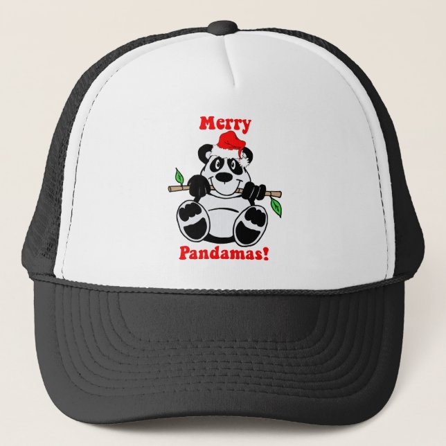 Lustiger Weihnachtspanda-Bär Truckerkappe (Vorderseite)
