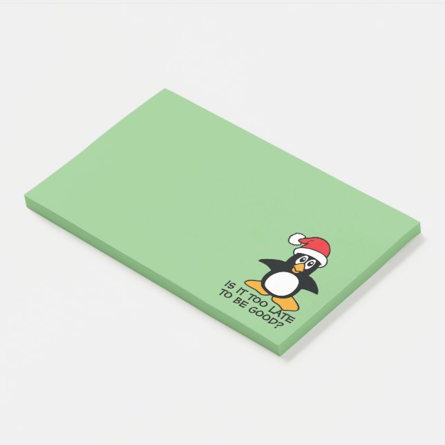 Lustiger WeihnachtsPinguin ist- es zu spät, gut zu Post-it Klebezettel (angewinkelt)