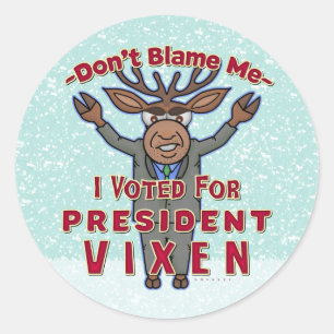Lustiger Weihnachtspräsident Vixen Reindeer Runder Aufkleber