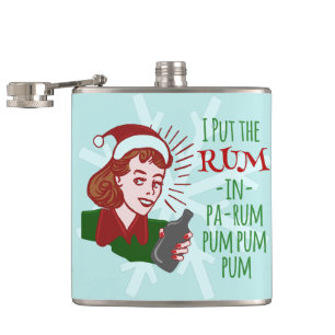 Lustiger WeihnachtsRetro Rum-trinkender Flachmann