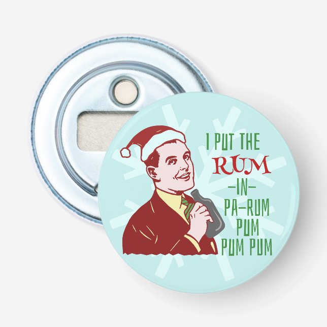 Lustiger WeihnachtsRetro Rum-trinkender Flaschenöffner (Vorderseite)