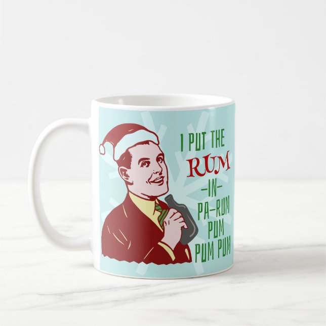 Lustiger WeihnachtsRetro Rum-trinkender Kaffeetasse (Links)