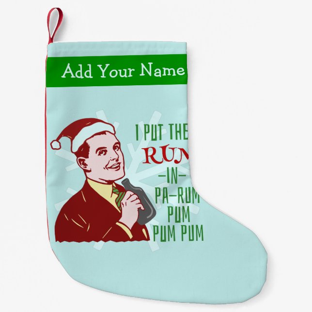 Lustiger WeihnachtsRetro Rum-trinkender Kleiner Weihnachtsstrumpf (Vorderseite)