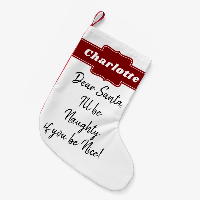 Lustiger Weihnachtssankt-Buchstabe personalisiert Kleiner Weihnachtsstrumpf (Vorderansicht (hängend))