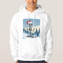 Lustiger Weihnachtsskelett auf Skiern  Hoodie