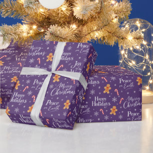 Lustiger Weihnachtstext mit süßen Grafiken Geschenkpapier