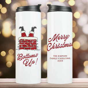 Lustiger Weihnachtsurlaub Santa Bottoms Up Thermosbecher