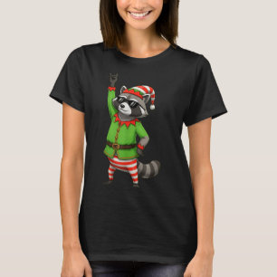 Lustiger Weihnachtswaschbär als Elf mit Sonnenbril T-Shirt