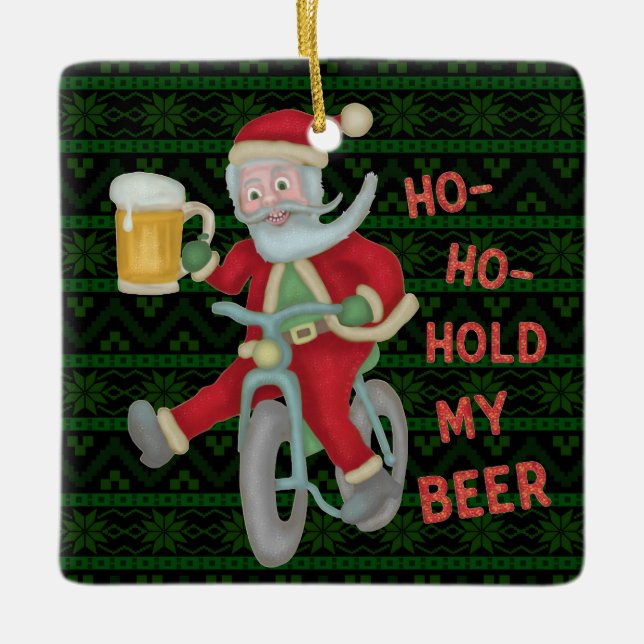 Lustiger Weihnachtsweihnachtsmann-Griff mein Keramikornament (Vorderseite)
