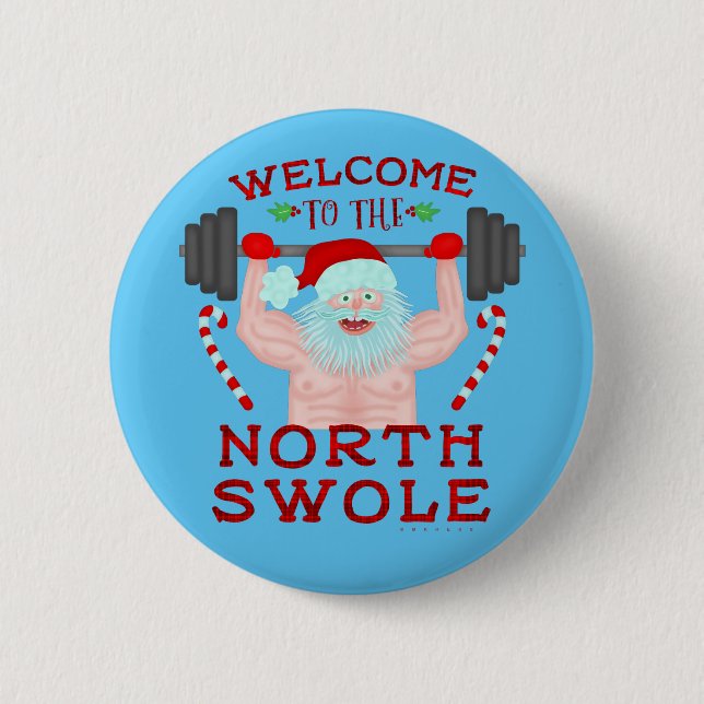 Lustiger Weihnachtsweihnachtsmann Swole Button (Vorderseite)
